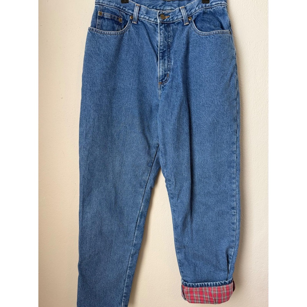 Vintage L.L.Bean Double L Jeans Womens Flannel Lined Relaxed Fit 30x30 Plaid